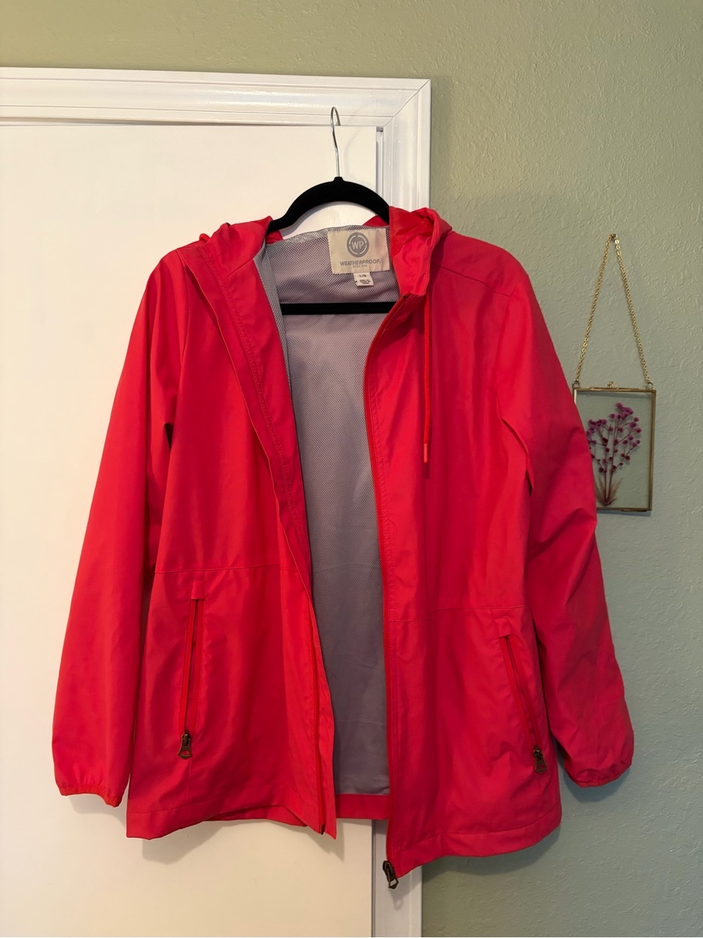 Weatherproof Women's Hooded Rain Jacket - Redish Pink